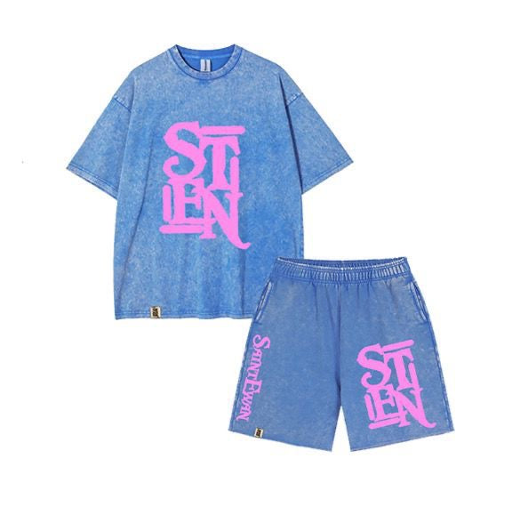 Acid Washed Shorts Set Men