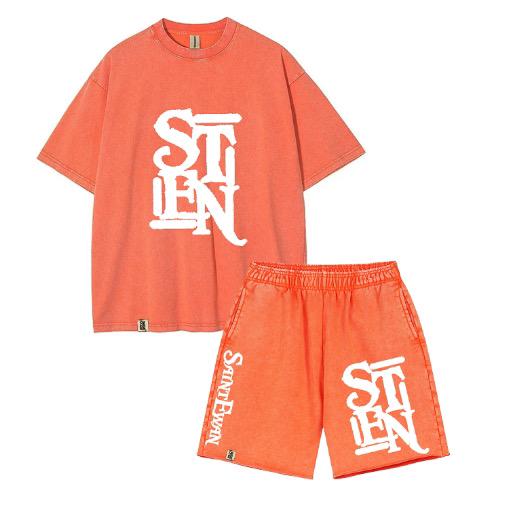 Acid Washed Shorts Set Men