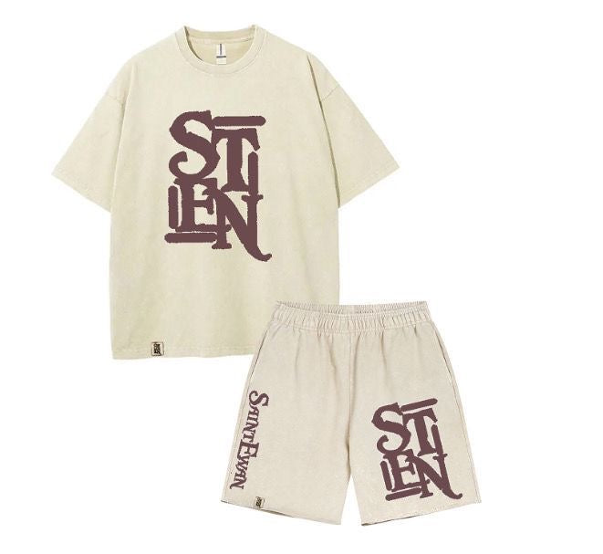 Acid Washed Shorts Set Men