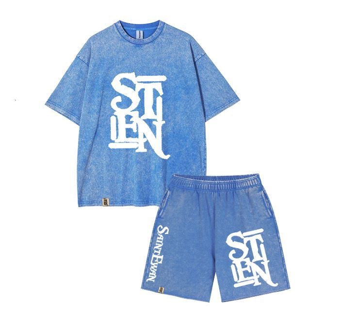 Acid Washed Shorts Set Men