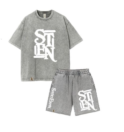 Acid Washed Shorts Set Men